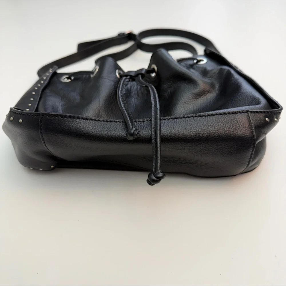 *New* Barney’s New York Black Leather Studded Bucket Bag - Picture 5 of 7